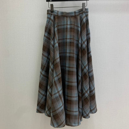 Miu Miu angelus Volumetuck Plaid Flared Skirt