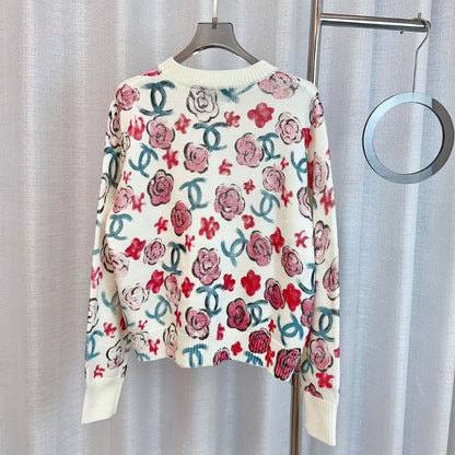 Chanel Graffiti Print Wool Top Sweatshirt