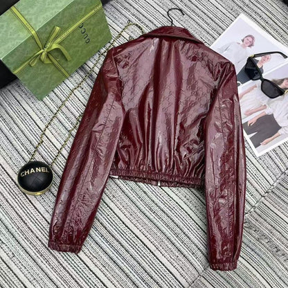 Gucci GG Embossed Leather Bomber Jacket