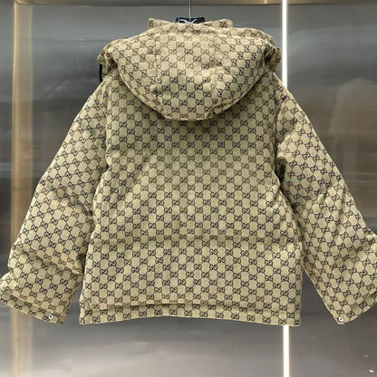 Gucci GG Cotton Canvas Down Brown Jacket