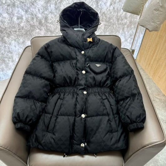 Prada Triangle Dark Pattern Triangle Bag Down Jacket