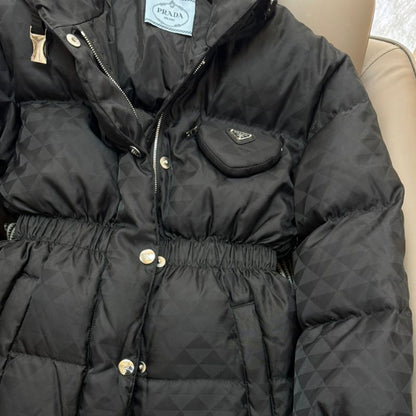 Prada Triangle Dark Pattern Triangle Bag Down Jacket