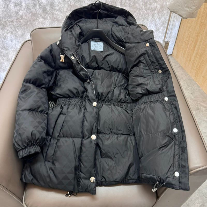 Prada Triangle Dark Pattern Triangle Bag Down Jacket