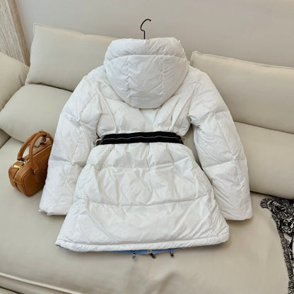 Prada Chamonix White Belted Puff Ski Jacket