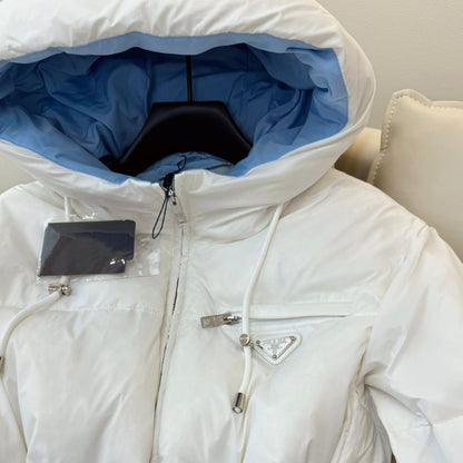 Prada Chamonix White Belted Puff Ski Jacket