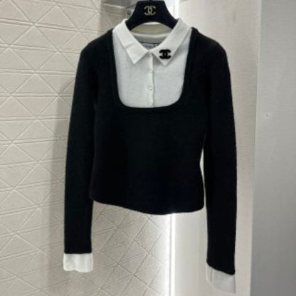 Chanel Contrast Knitted Pullover Sweatshirt