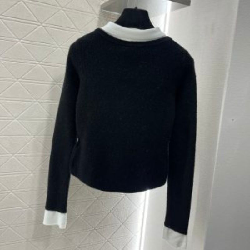 Chanel Contrast Knitted Pullover Sweatshirt