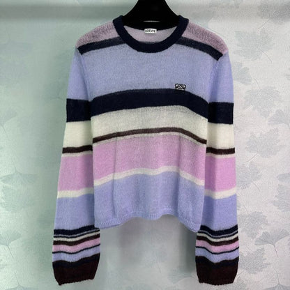 Striped Mohair Pullover Sweatshirt