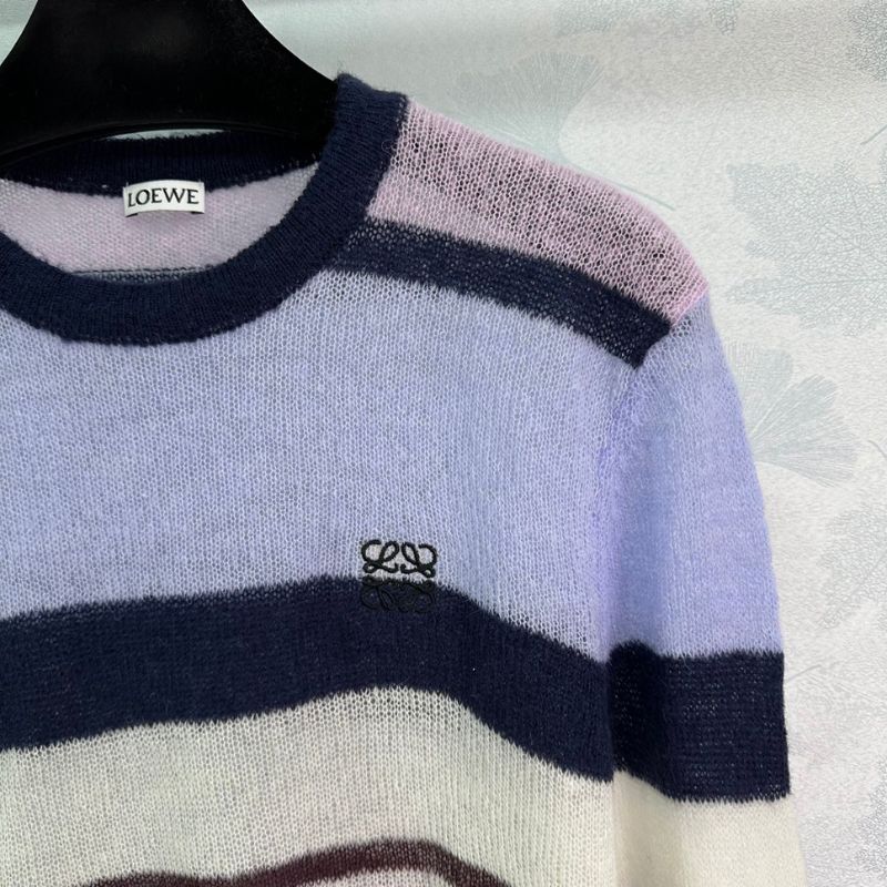 Striped Mohair Pullover Sweatshirt