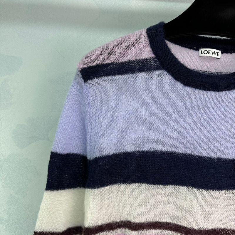 Striped Mohair Pullover Sweatshirt