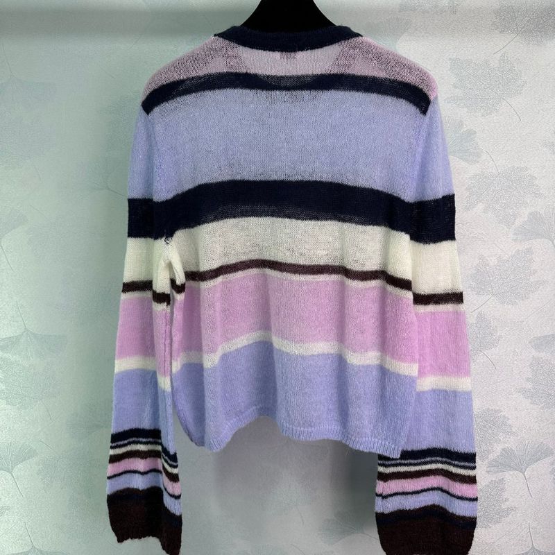 Striped Mohair Pullover Sweatshirt