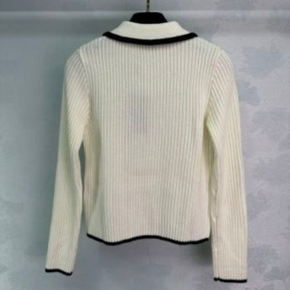 YSL Contrast Color Lapel Long Sleeved Sweatshirt
