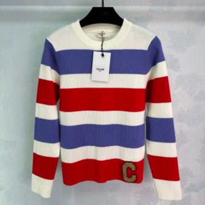 Celine New Striped Round Neck Sweatshirt