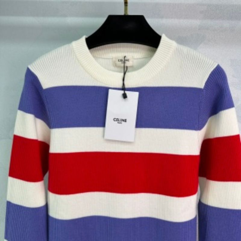 Celine New Striped Round Neck Sweatshirt