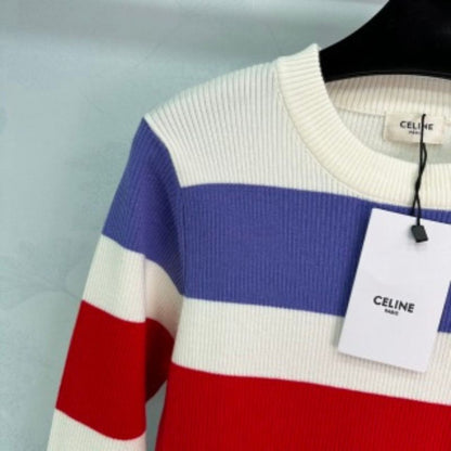 Celine New Striped Round Neck Sweatshirt