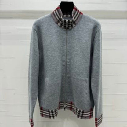 Burberry Classic Plaid Stand-Up Collar Sweatshirt