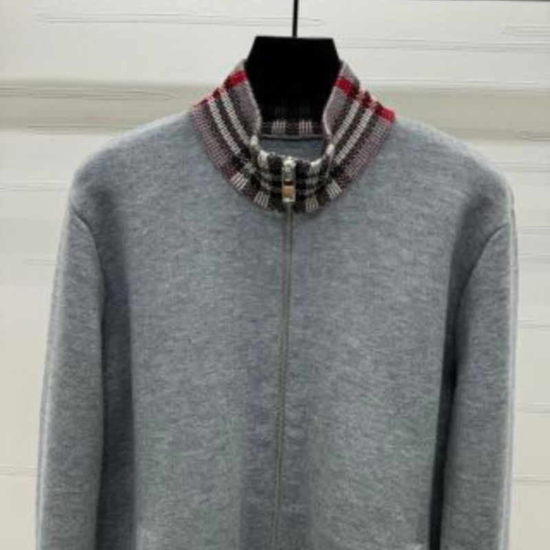 Burberry Classic Plaid Stand-Up Collar Sweatshirt