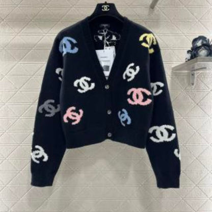 Chanel Contrast Color Crochet Cardigan Swetshirt