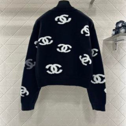 Chanel Contrast Color Crochet Cardigan Swetshirt