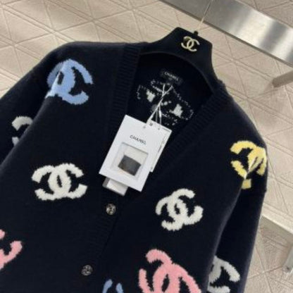 Chanel Contrast Color Crochet Cardigan Swetshirt