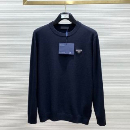 Prada Premium Rubber Logo Knit Pullover Sweatshirt