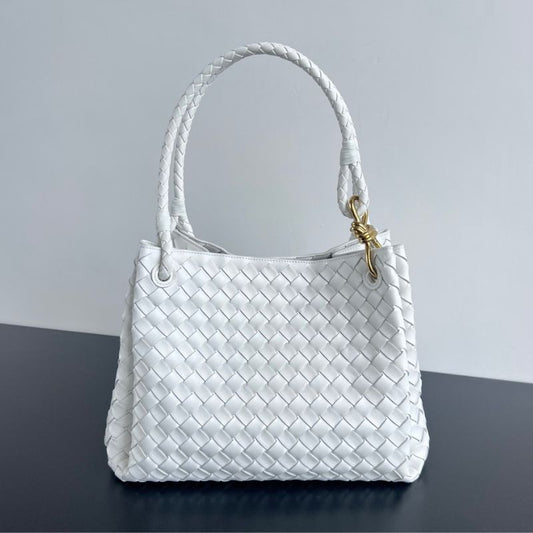 BV Intrecciato White Bag