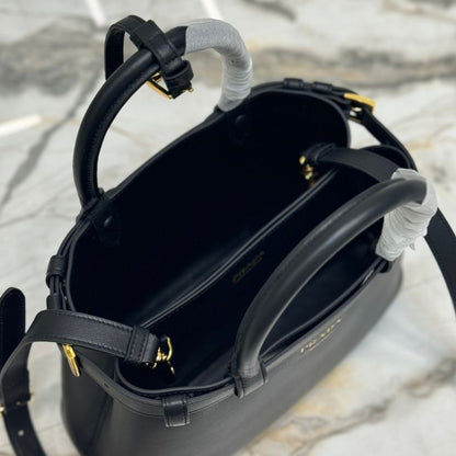Prada Buckle Small Leather Handbag With Double Belt