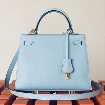 Hermès Kelly 25 Sellier Epsom Celeste Bag