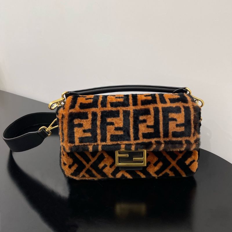 Fendi FF Shearling Baguette Bag