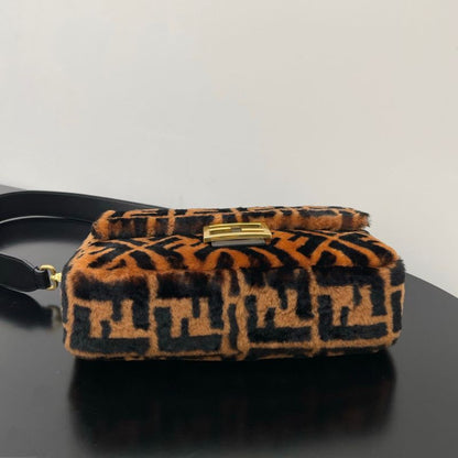 Fendi FF Shearling Baguette Bag