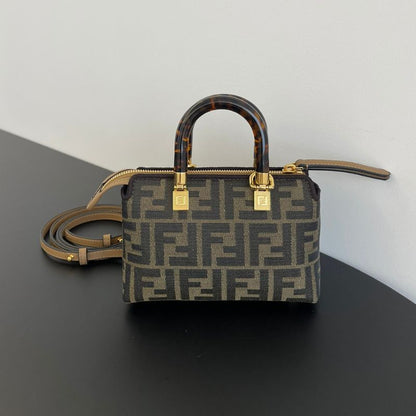 Fendi Brown By The Way Mini Ff Leather Shoulder Bag