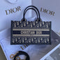 Dior Blue Oblique Embroidery Calfskin Bag