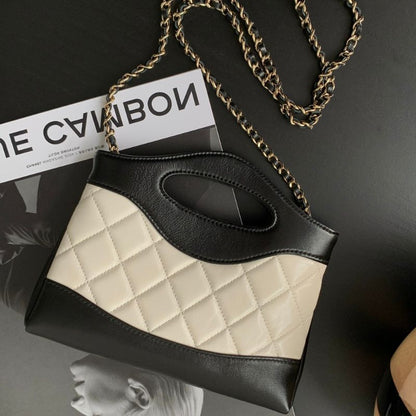 Chanel Hobo Nano White Black Calfskin Bag