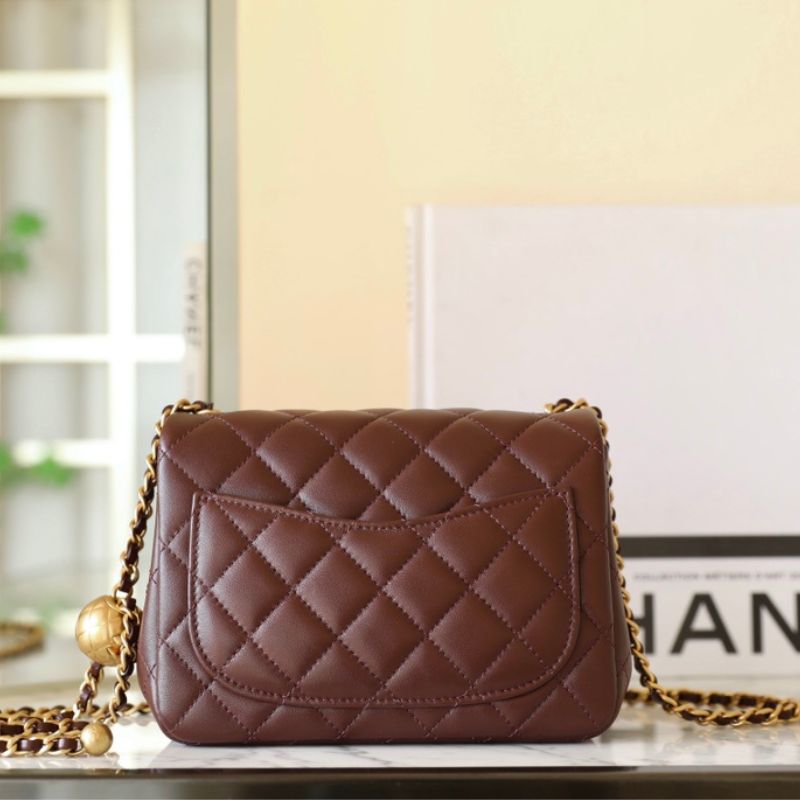 Chanel Maroon Quilted Leather Mini Square Classic Flap Bag