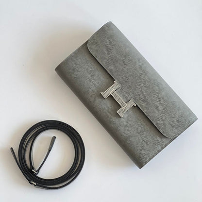 Hermes Constance To Go Wallet In Gris Meyer