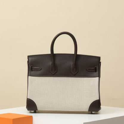 Hermes Havane Swift & Ecru Toile Birkin Bag