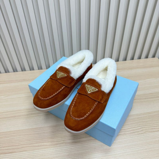 Prada Suede and Shearling Loafers