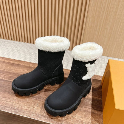 Louis Vuitton Wool-Trimmed Platform Boot