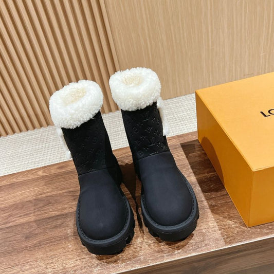 Louis Vuitton Wool-Trimmed Platform Boot