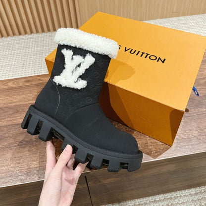 Louis Vuitton Wool-Trimmed Platform Boot