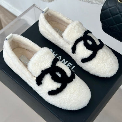 Chanel Classic Big Double C Fur Shoes