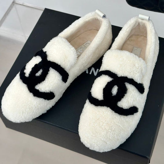 Chanel Classic Big Double C Fur Shoes