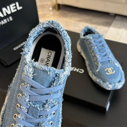 Chanel Xiaoxiang Embroidered Tassel Canvas Shoes