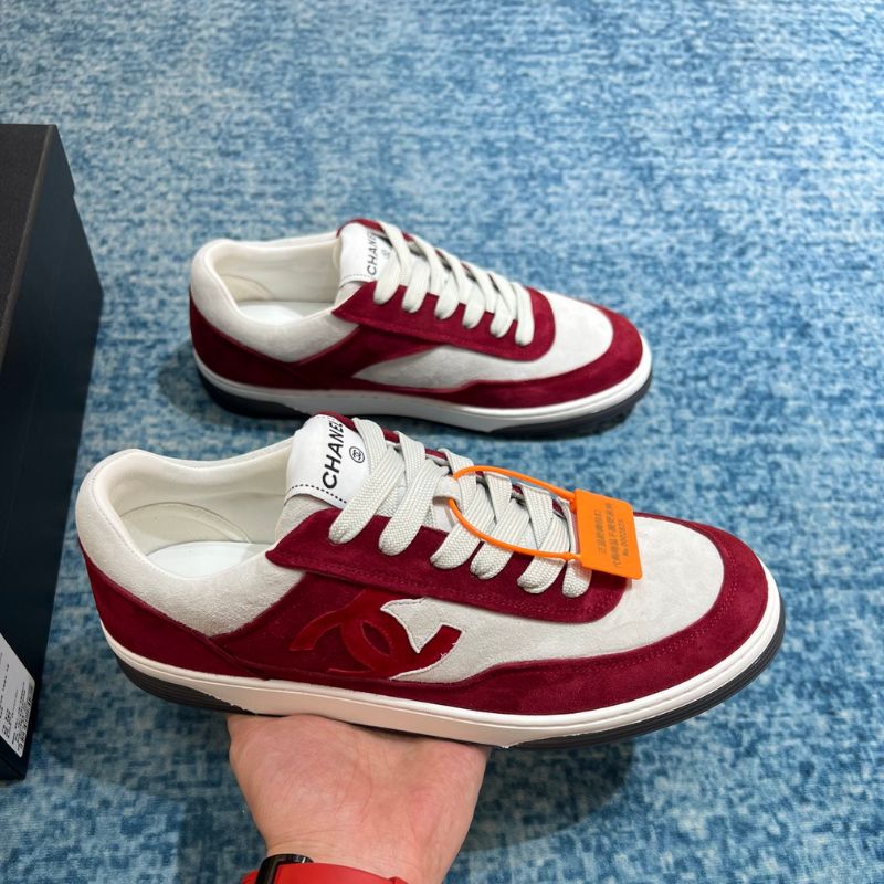 Chanel Cc Trainers Low Burgundy Suede Kidskin Shoes