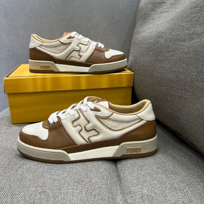 Fendi Brown Match Applique Leather Sneaker