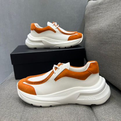 Prada America's Cup Leather Orange White Sneakers