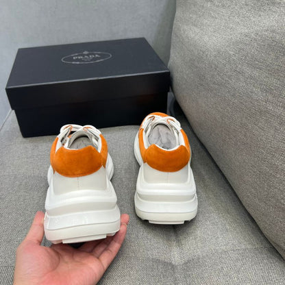 Prada America's Cup Leather Orange White Sneakers