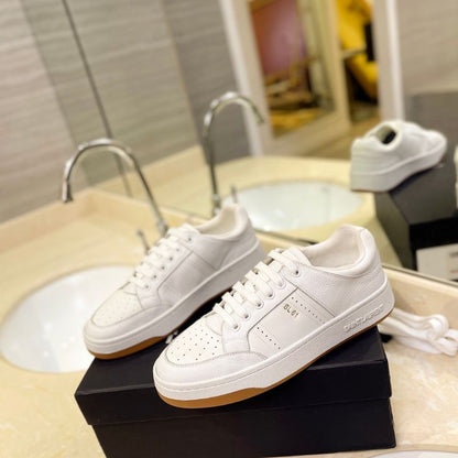 Saint Laurent White Leather SL/61 Lace Up Sneakers