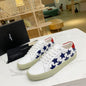 YSL Calfskin Star Court White Red Sneakers