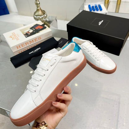 YSL Leather Brooklyn Embroidered Logo Sneakers
